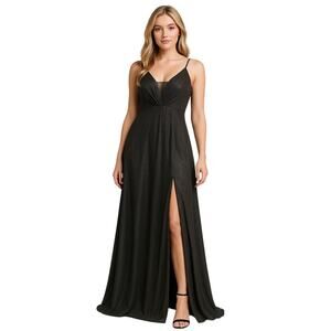 Betsy & Adam Black Metallic Gown - Size 4